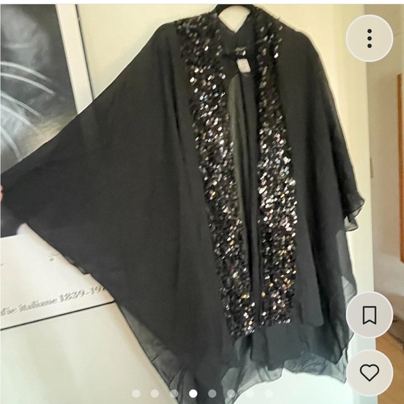 Marc Jacobs black sequin and chiffon kimono inspired cocoon overlay - Picture 4 of 8